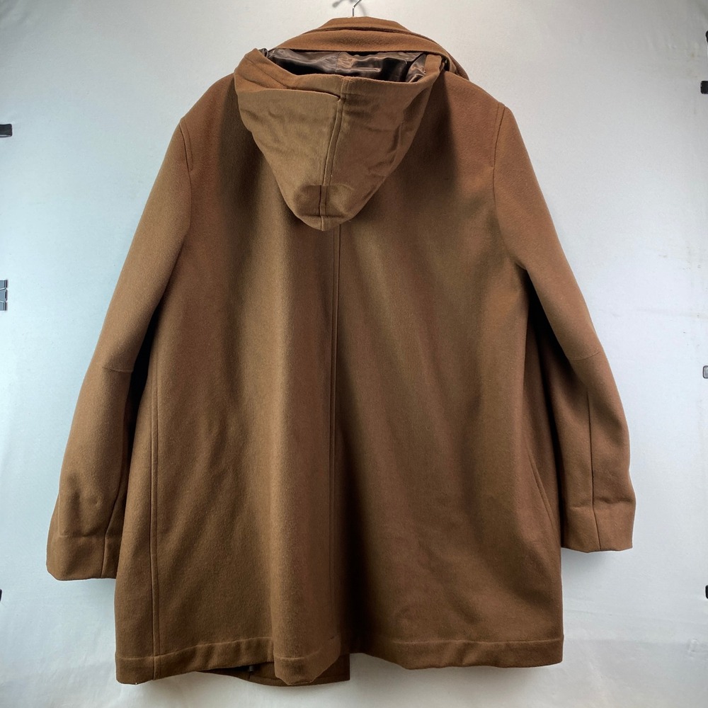 VTG Golfer Duffle Coat Men XL Brown Wool Blend Toggle Hooded convert Long Jacket - Picture 14 of 15